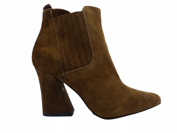 Hnědé kotníkové boty na pohodlném podpatku, elegantní boty do špičky Sala 37