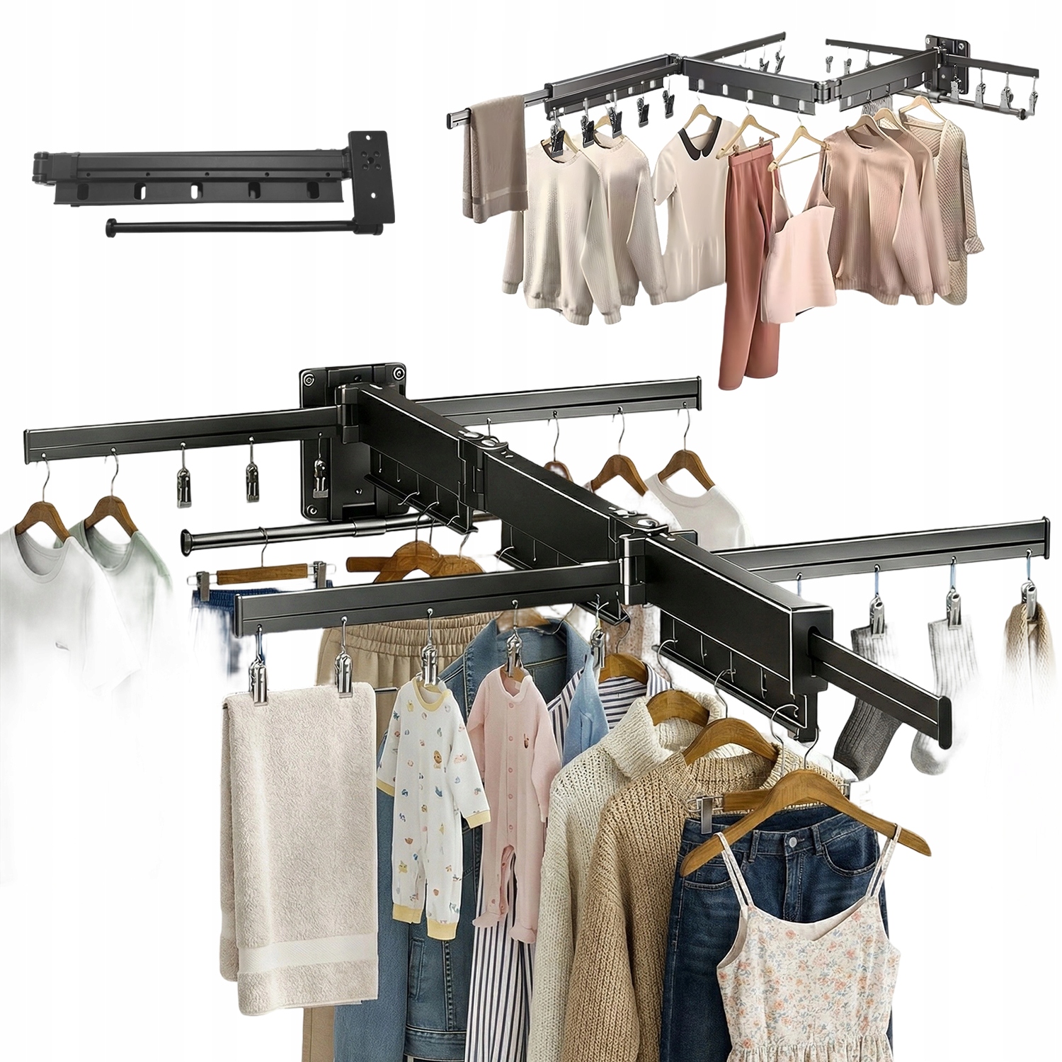 Levně Nástěnná Sušička Sušák , Skládací, 20 Kopí, Otočnost O 360°, Hliník