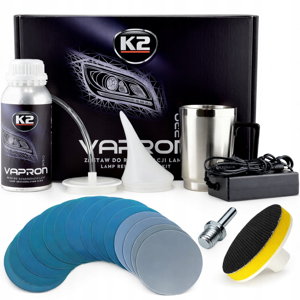 K2 Vapron Czajniczek Zestaw Do Regeneracji Reflektorów Lamp +papier Wodny