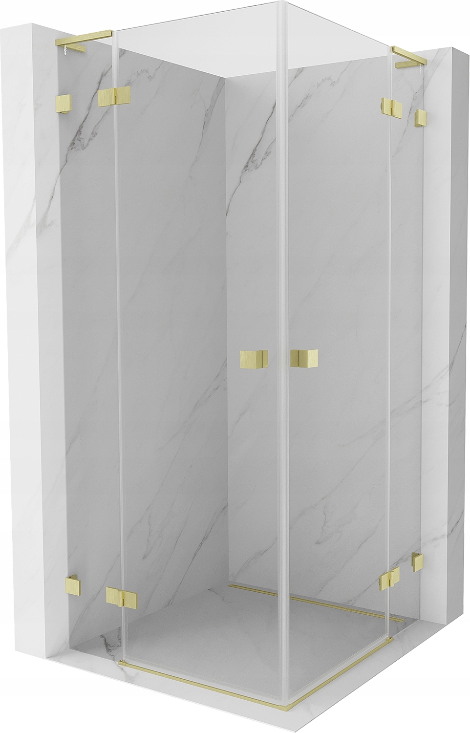 Mexen Lunar L Duo Kabina Prysznicowa 100X100 CM Transparent Złota Szczotka