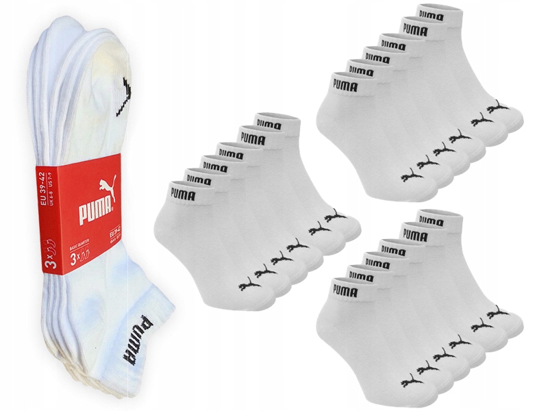 

Skarpety Zakostki Puma , 3x3pak , Białe , 39-42