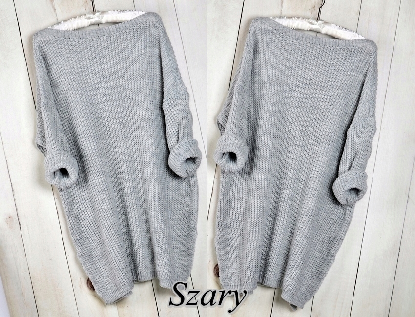 CIEPŁY DŁUŻSZY SWETER TUNIKA OVERSIZE K22 Materiał dominujący akryl