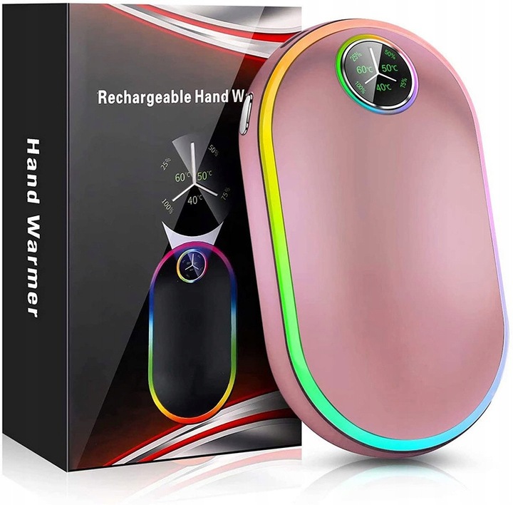 Ogrzewacz Do Rąk Usb Powerbank 10000mAh Różowy
