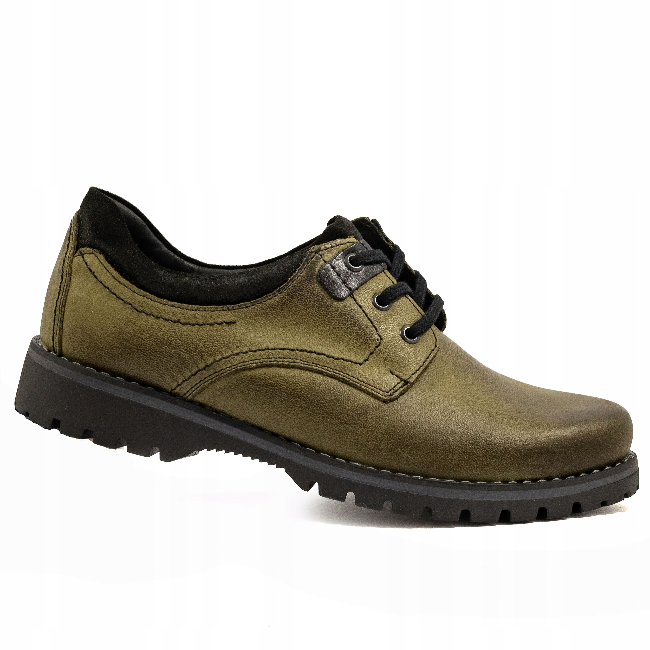 Pánské polobotky Trekingové trapery Kůže pohodlné šité 879 olivové 40