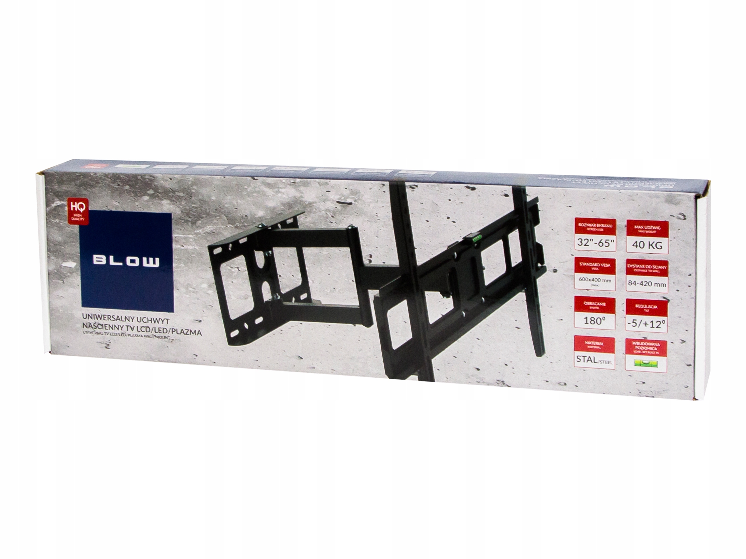 MOCNY UCHWYT ŚCIENNY OBROTOWY REGULOWANY TV WIESZAK TELEWIZORA 32-65 CALI Model TVABLOUCH0012