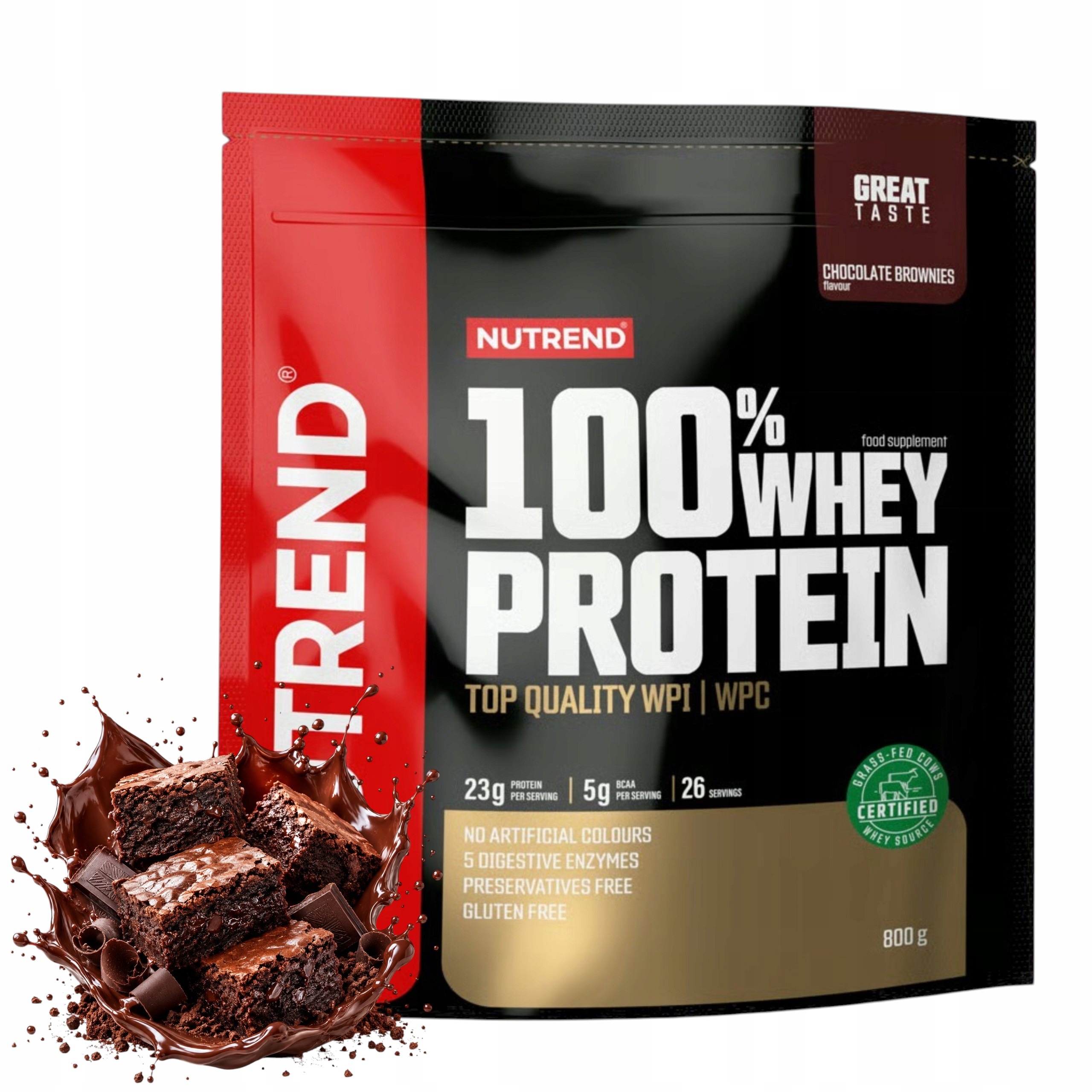 Bílkoviny Nutrend 100% Whey Protein Wpc Wpi 800g Čokoládové Brownie Doplněk Stravy