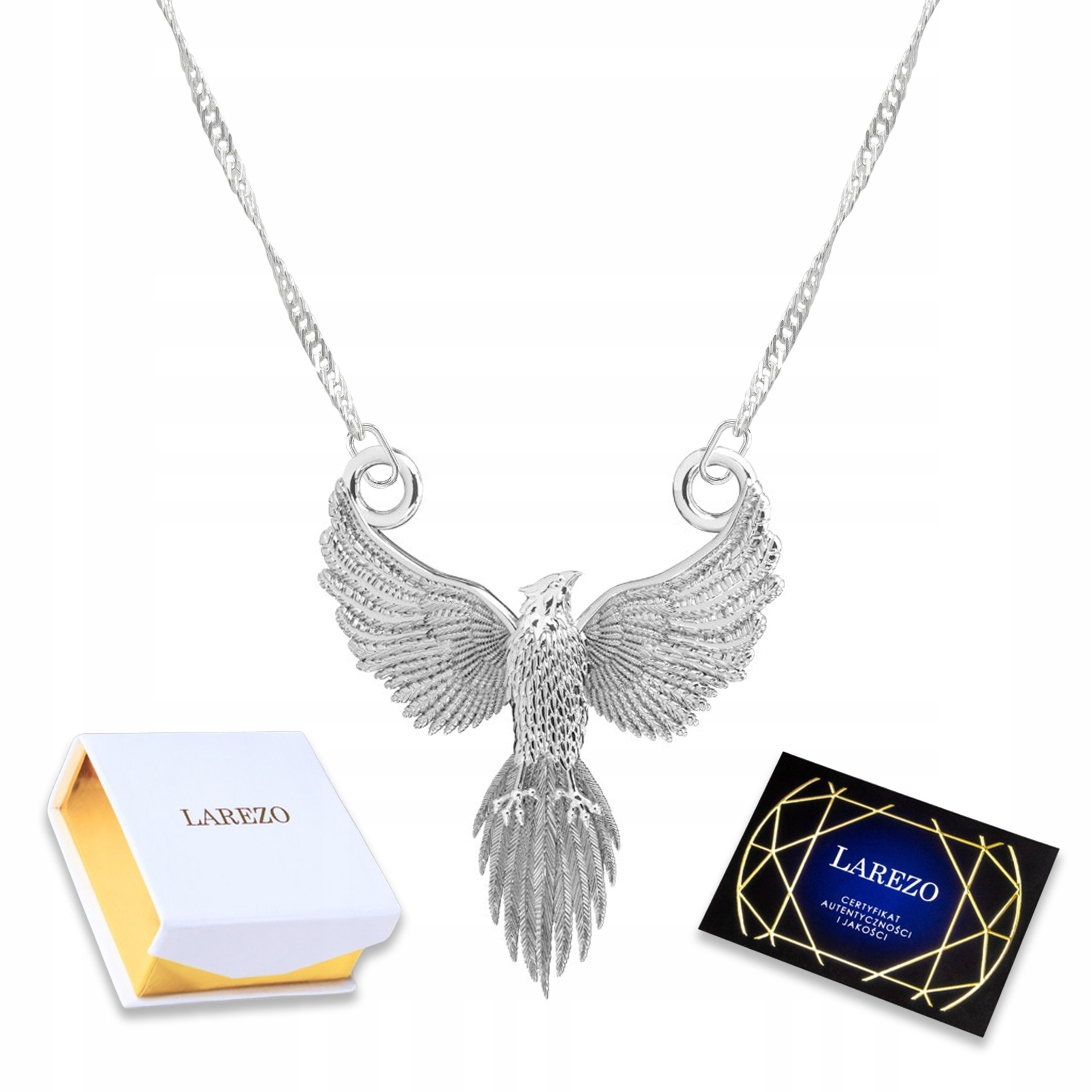 Stříbrný náhrdelník Fénix Pták Znovuzrození Bájné Zvíře Oheň Stříbro 925