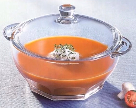 Waza ŻAROODPORNA przezroczysta z pokrywką na zupę i sałatkę 2,5l Linia Granity