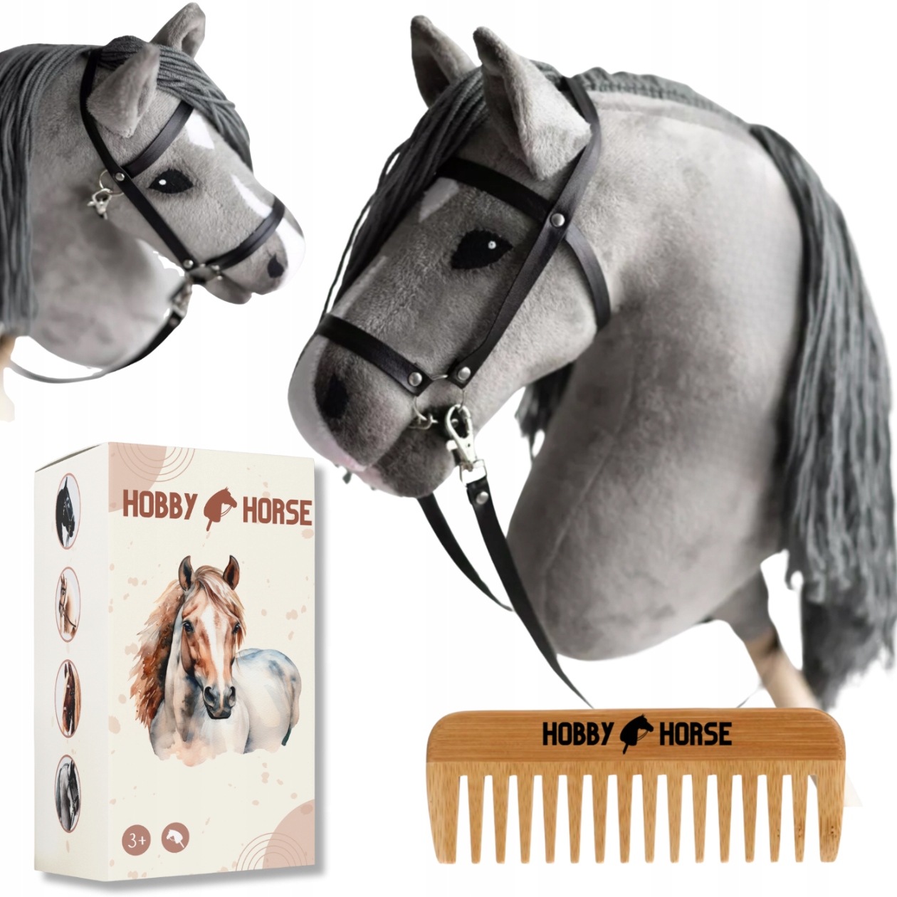 Hobby Horse Kůň Na Tyči A3 Koník S Hřívou Hlava Koně Hřeben Krabička