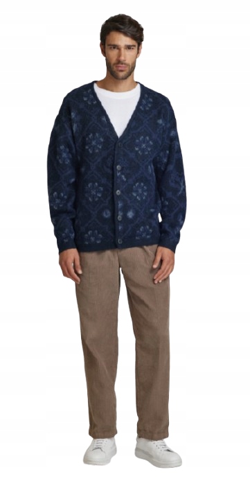 Jack&jones Modrý Pánský Svetr S Kardiganem, Vzor Norský L N1D