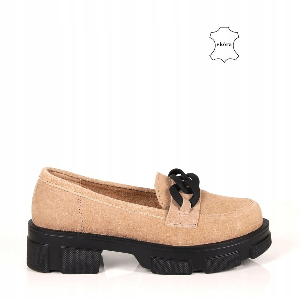 MODNE DAMSKIE MOKASYNY BUTY FILIPPO BEŻOWE SKÓRA Rozmiar 40