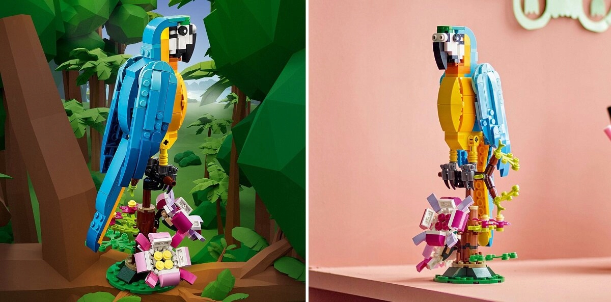 LEGO CREATOR 3W1 EGZOTYCZNA PAPUGA ZESTAW PAPUGA RYBA ŻABA 31136 Wiek dziecka 7 lat +
