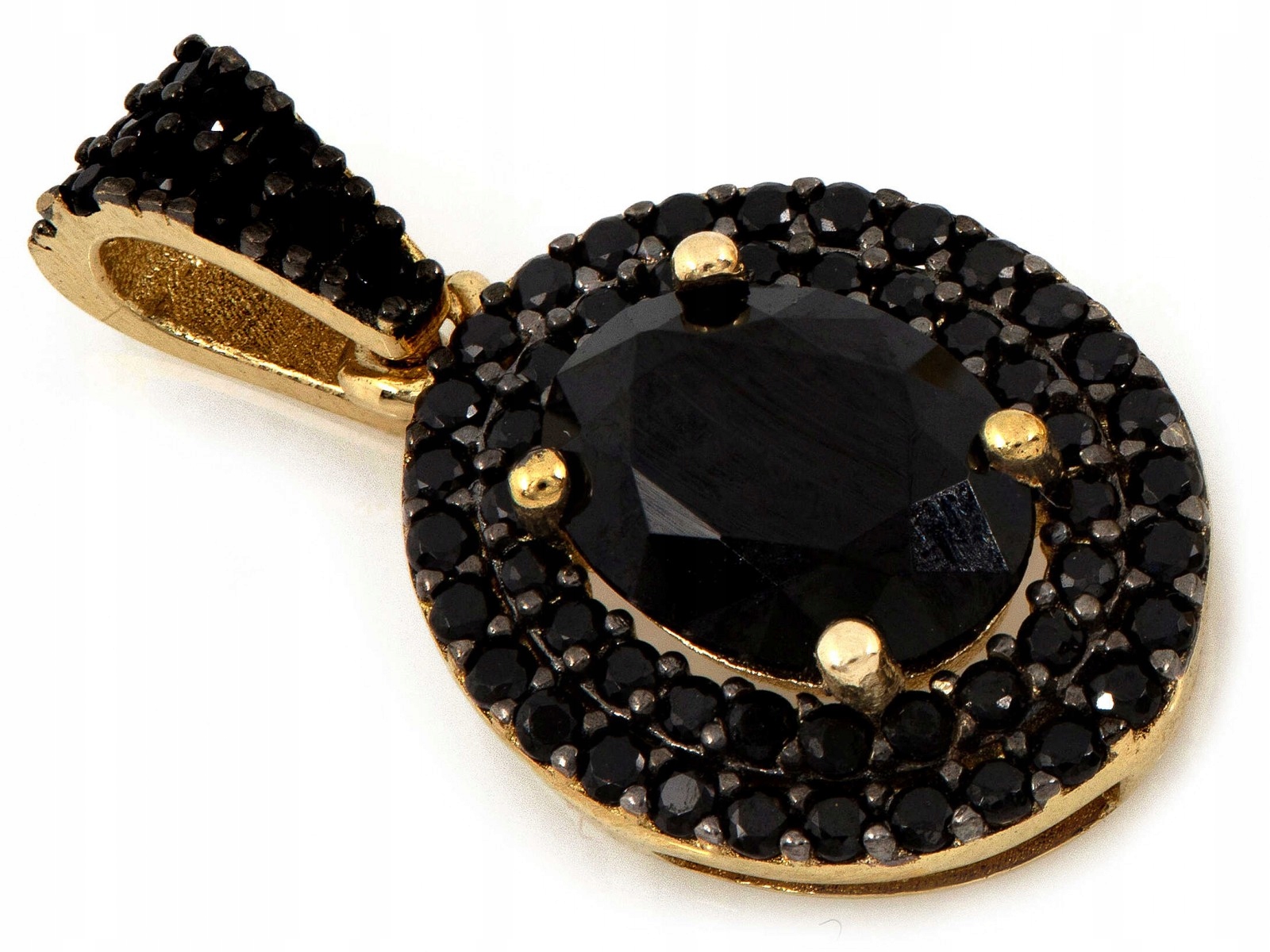 Přívěsek zlatý 585 černá markýza oválné zirkony černé kameny dárek