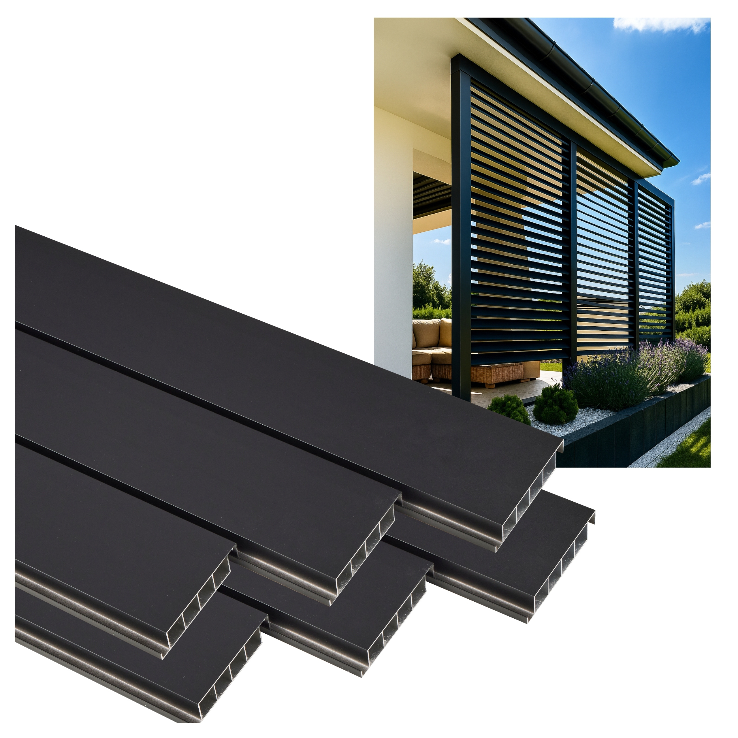 6 X Pohyblivé Žalúziové Dosky Shutters Panel Altánok Pergola Čierna 150 CM