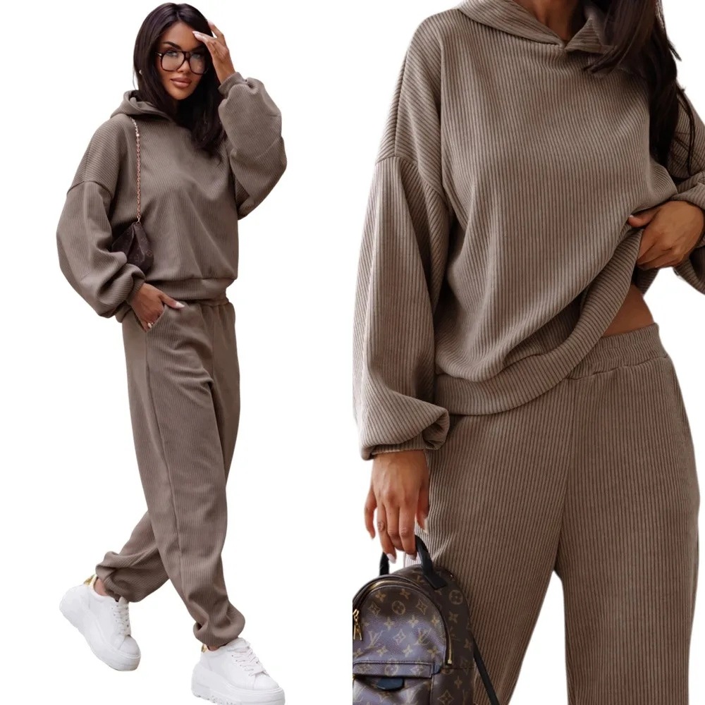 Dámský Teplákovka Sportovní set s kapucí L/XL Béžová
