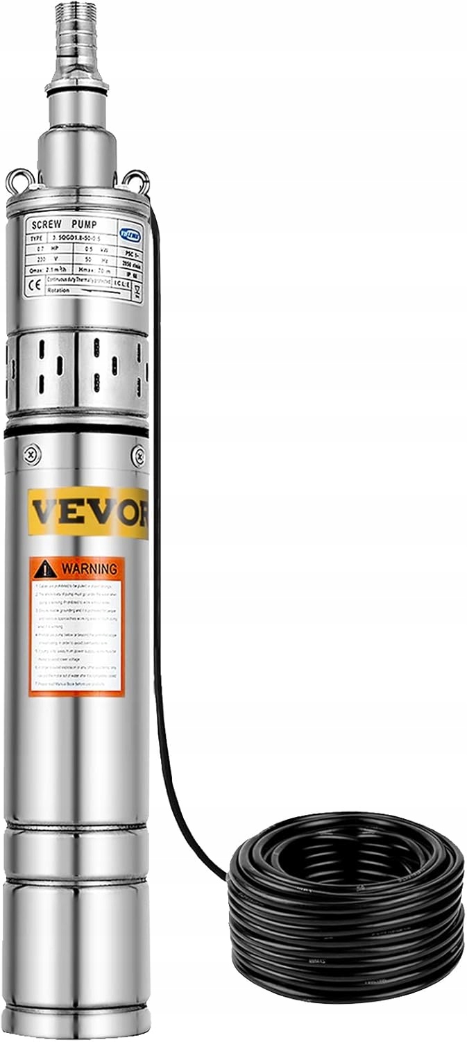 Ponorná pumpa 550 W nerezová oceľ 2000 l/h 100 m do studne 90 mm s káblom