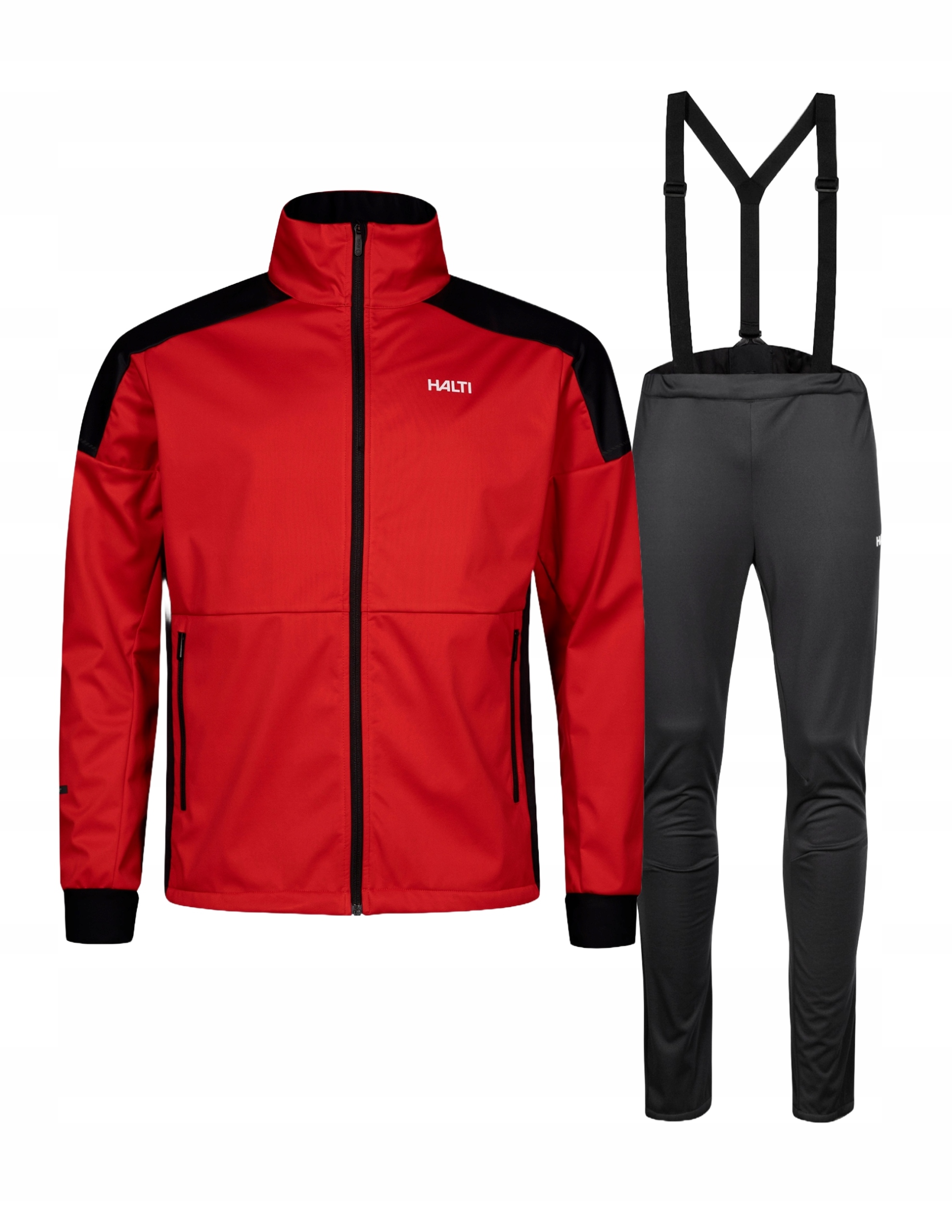 Pánský komplet Halti Huuru XC na běžky Bunda Kalhoty Softshell Červená