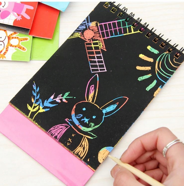 Kolorowanka do Zdrapywania dla Dzieci Blok Notes Zdrapywanka Rysik Zestaw Rodzaj inna