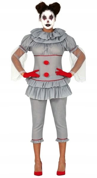 Kostým Vražedný Klaun Klauna Šedý Halloween L