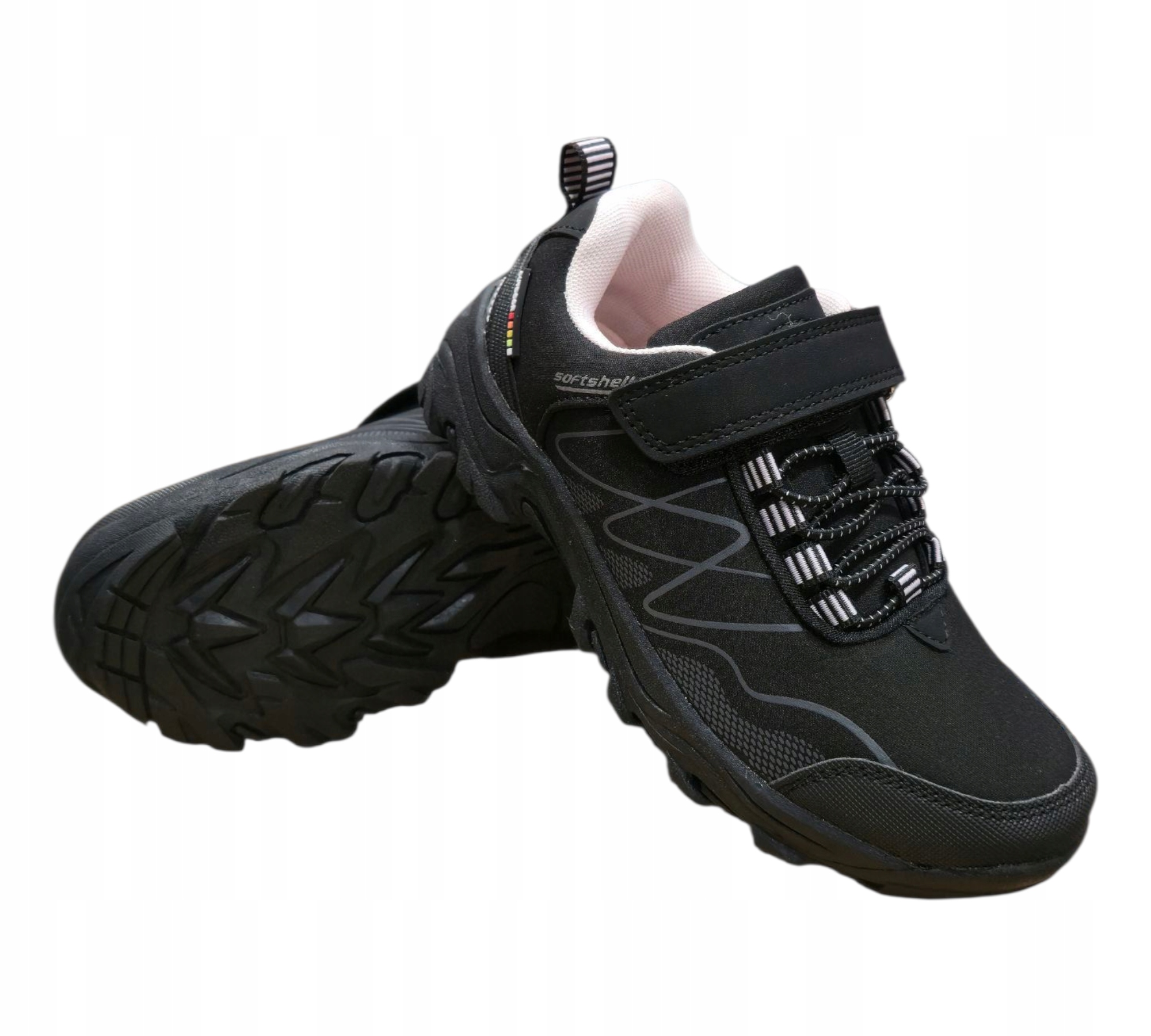 Buty sportowe softshell adidasy na rzepy buty trekkingowe czarne 33