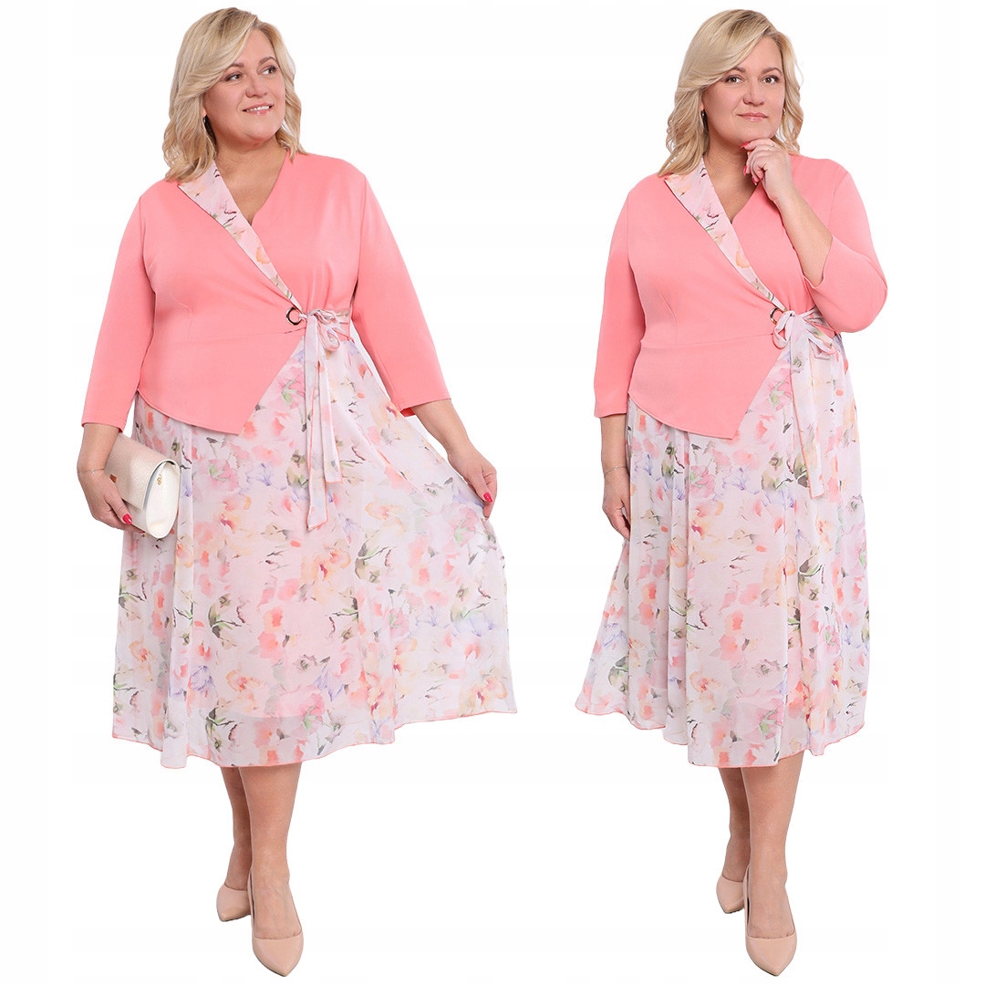 Růžové květinové šaty ve stylu saka 48