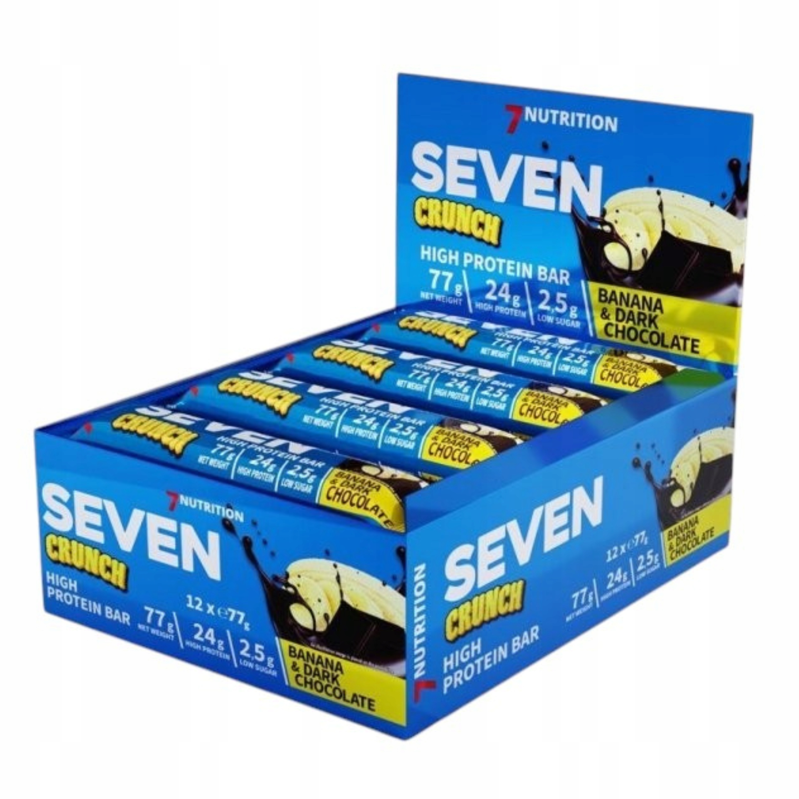 Levně Proteinová Tyčinka 7NUTRITION Seven 12x77 g Banán Dark Chocolate Bez Lepku