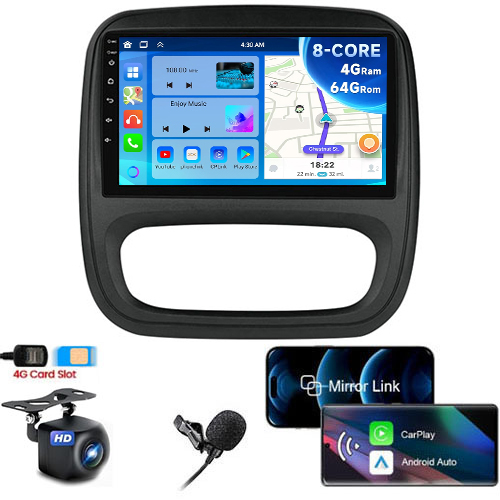 Rádio Android Opel Vivaro B Renault Trafic 3 2014-2021 Carplay 2 Gb 64 Gb