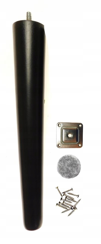 Noga meblowa nóżki mebli drewniane czarna buk lakier 30cm mocowanie
