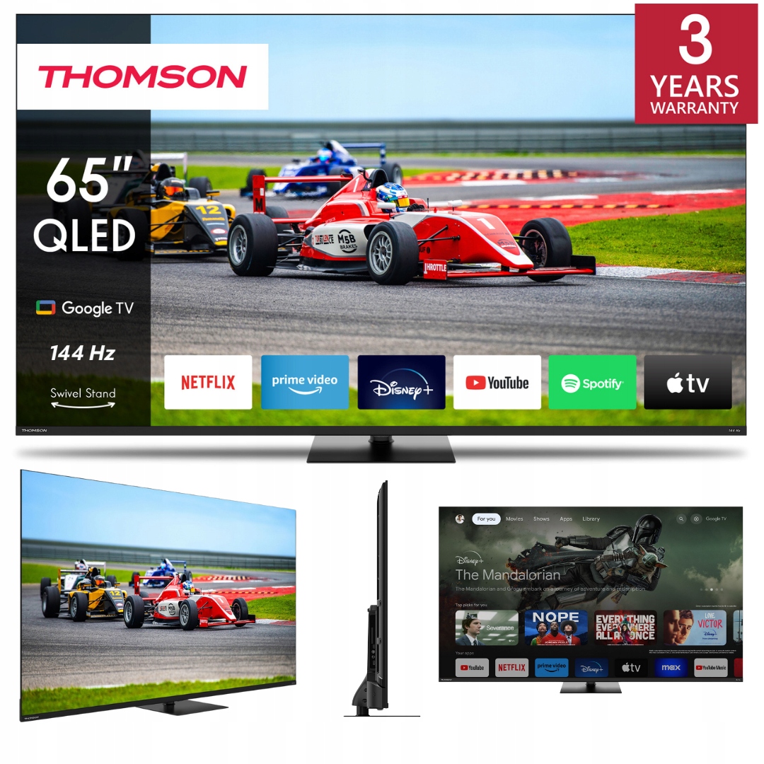 Telewizor Smart Tv Qled 65" Thomson 65QG7C14 4K 144Hz Google 3 Lata Ochrony