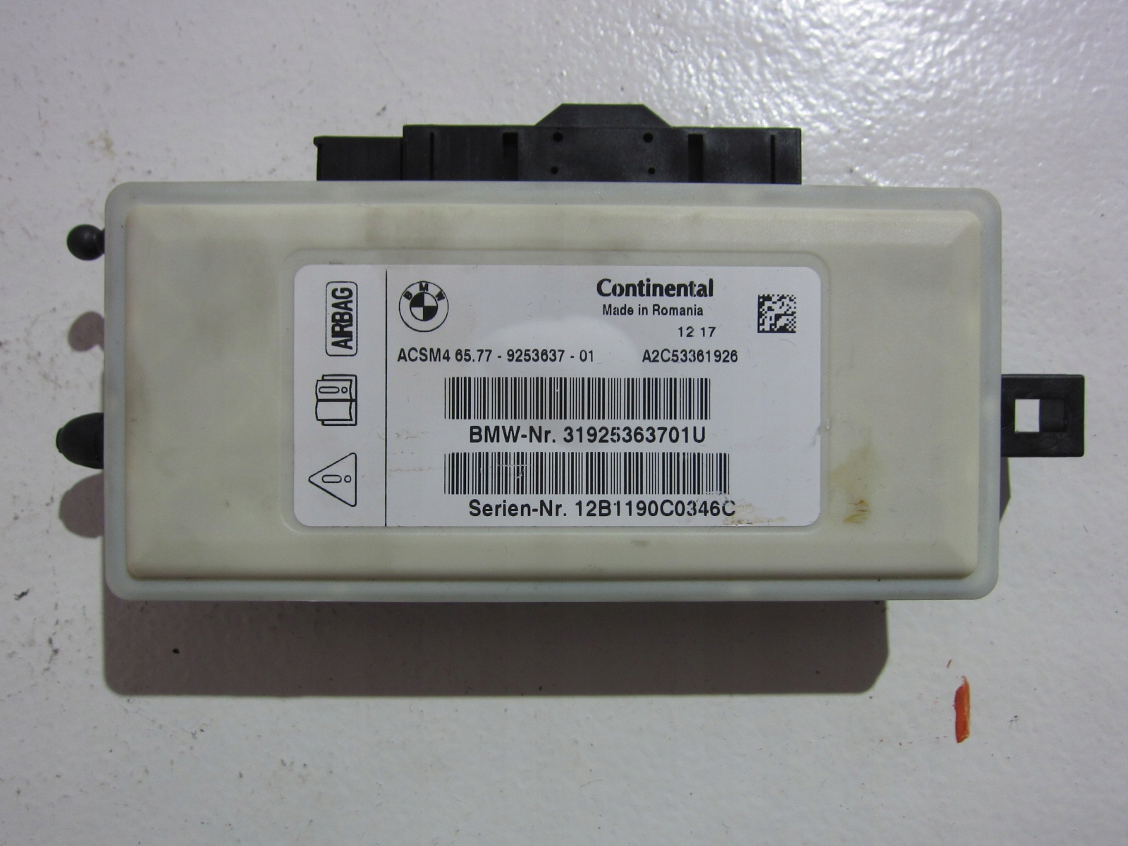 BMW F10 528 N20 module control unit ARIBAG 9253637