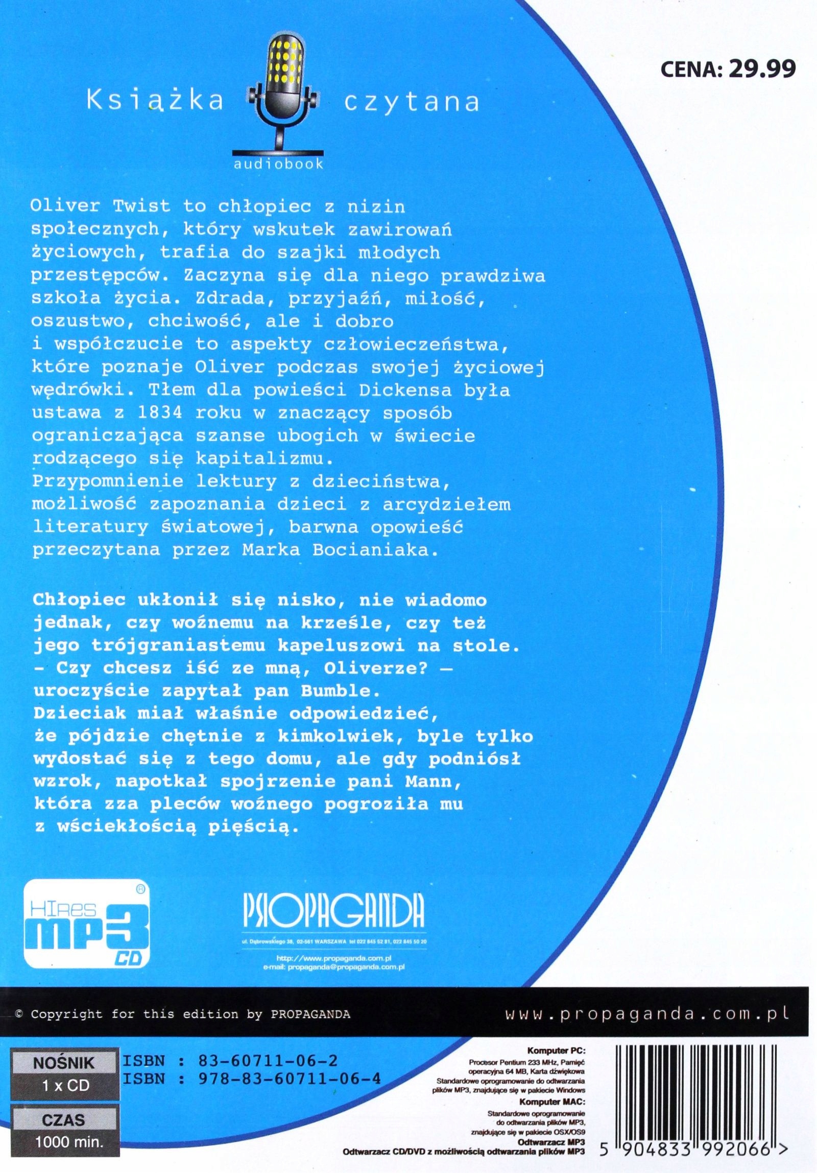 PRZYGODY OLIVERA TWISTA - CHARLES DICKENS [AUDIOBOOK] [CD] Stan opakowania oryginalne