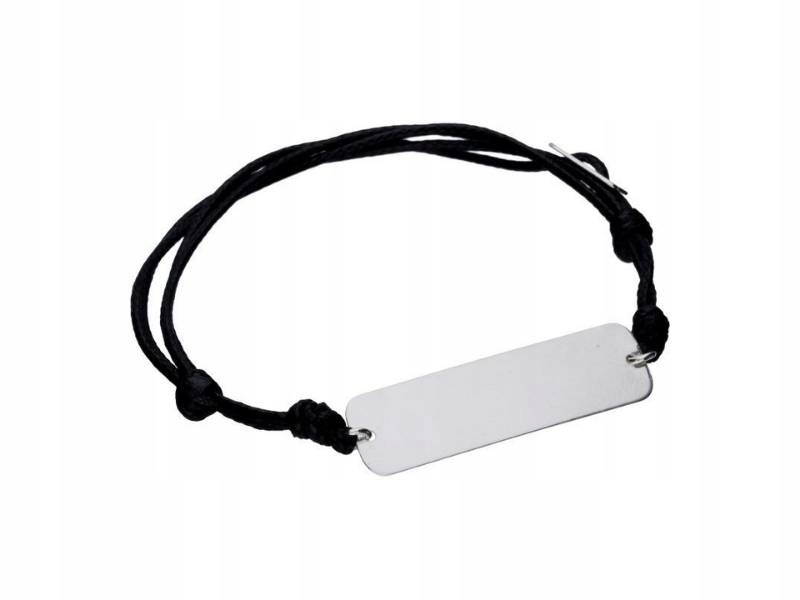 Stříbrný náramek 925 s provázkem a plechem, módní vzor, elegantní dárek