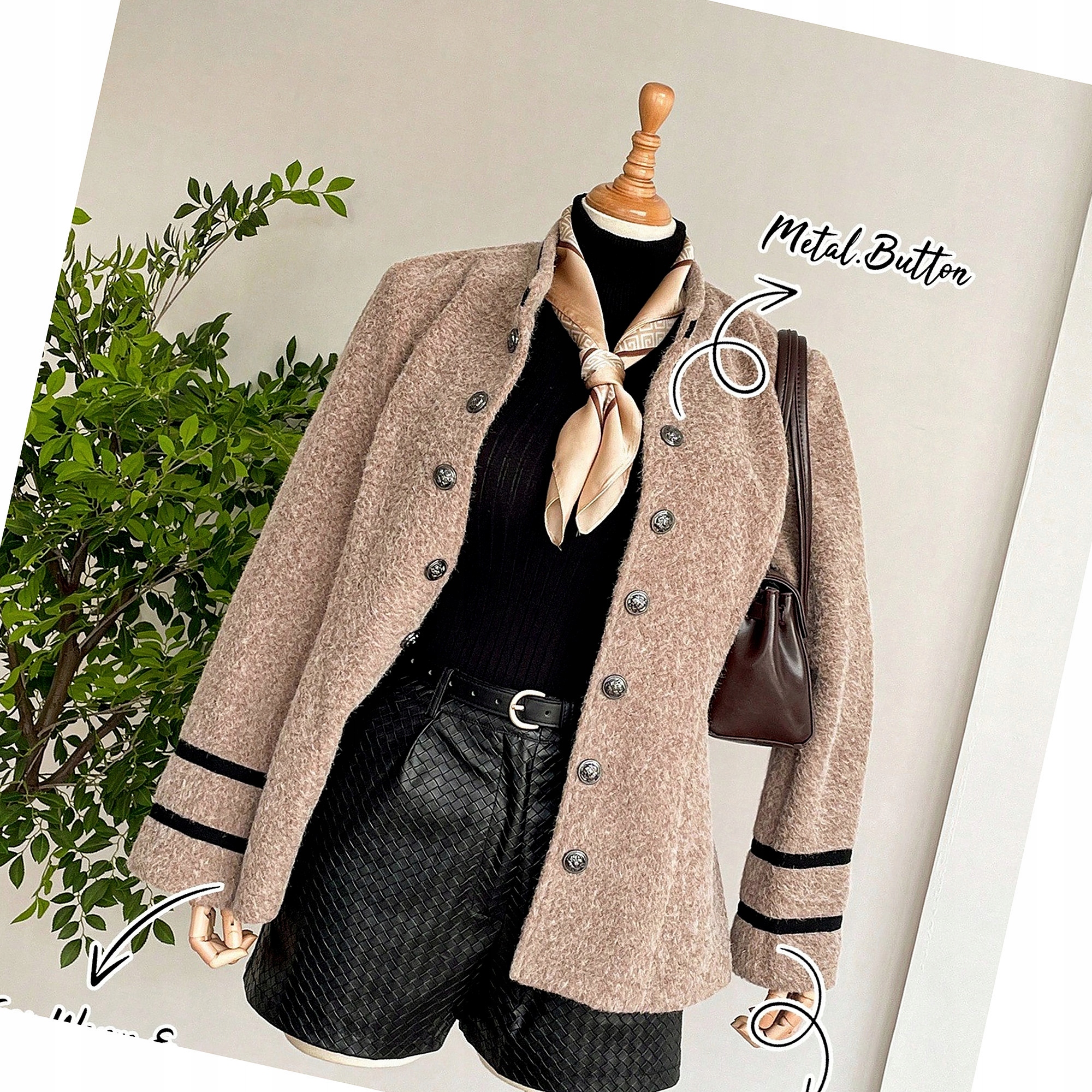 Sako Elegantní Nadčasová Retro Dámská Béžová Žaket 3XL 46