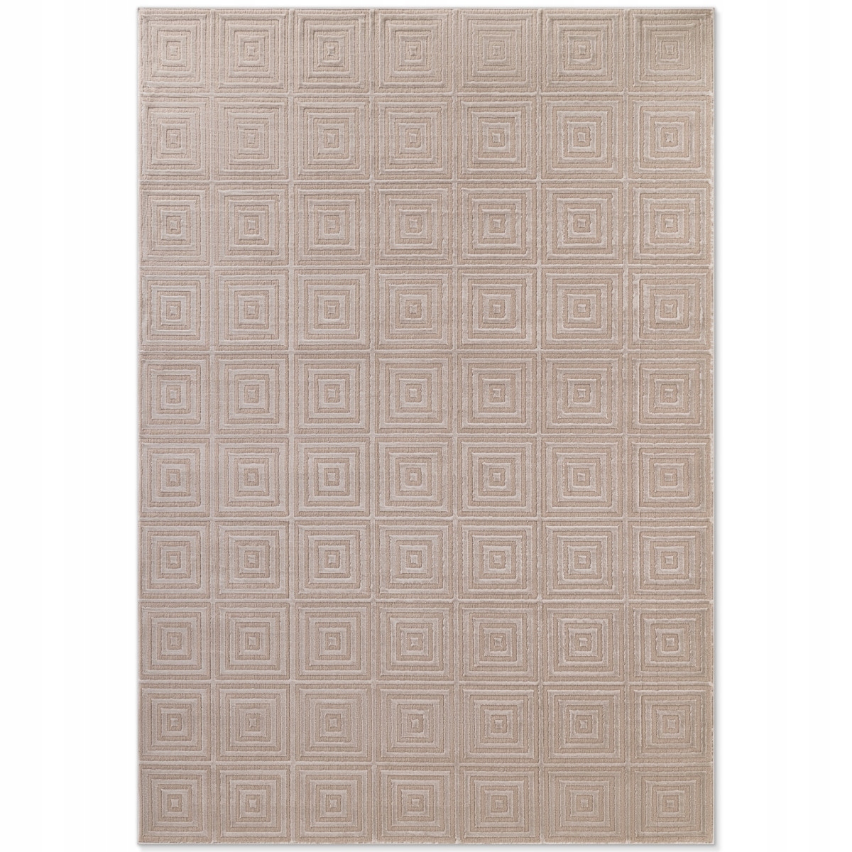 Koberec do obývačky 200 x 280 cm, moderný béžový 3D vzor s mäkkým vlasom