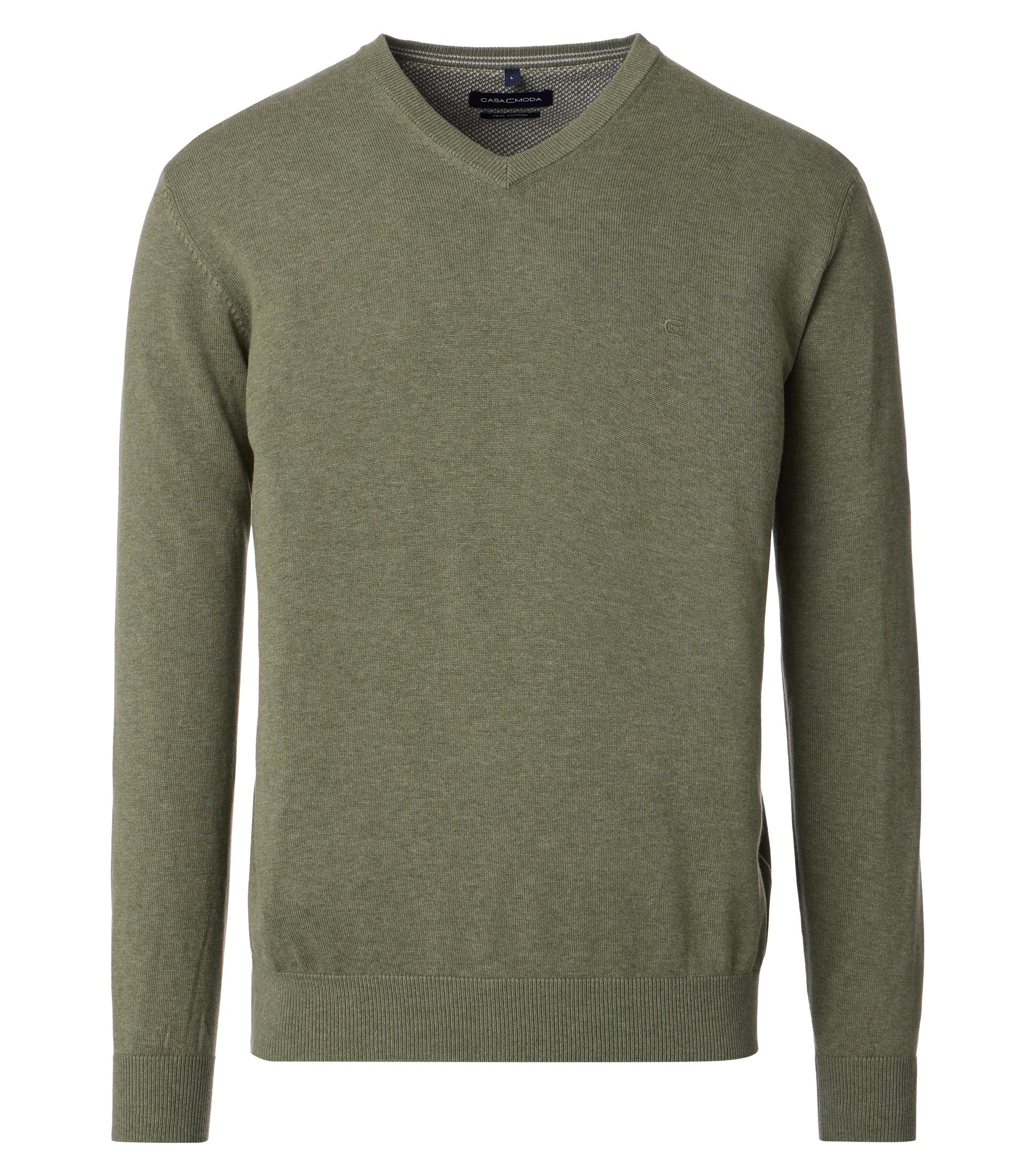 Casamoda Velké Velikosti Svetr Pullover V-neck Zelený 5XL obvod 160 cm