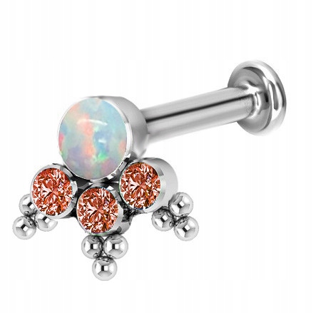 Titanový ozdobný labret oranžový helix 1,2/6