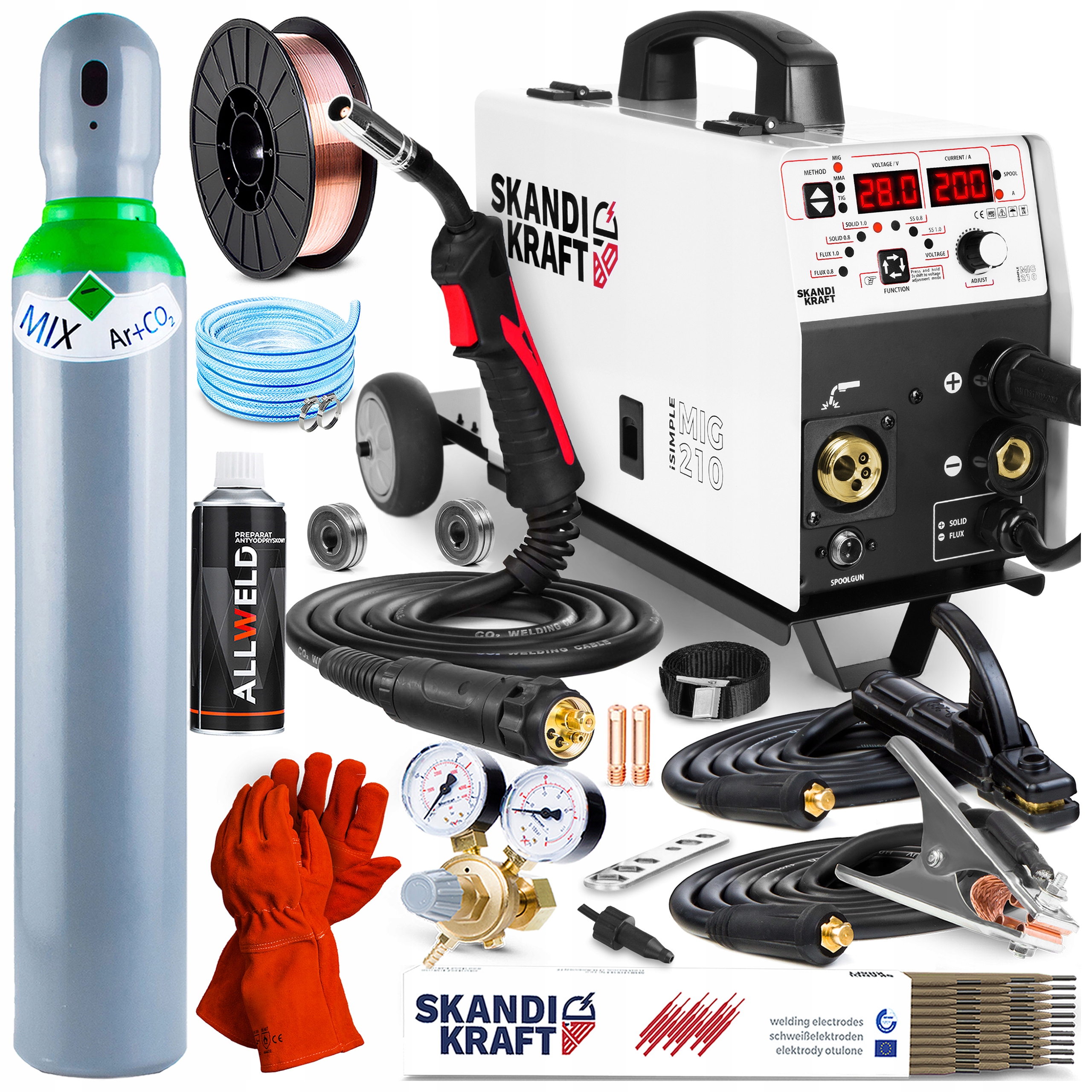 Svářečka Migomat Skandi Kraft Isimple Mig 210 Cart Mma Tig 230V 200A Igbt