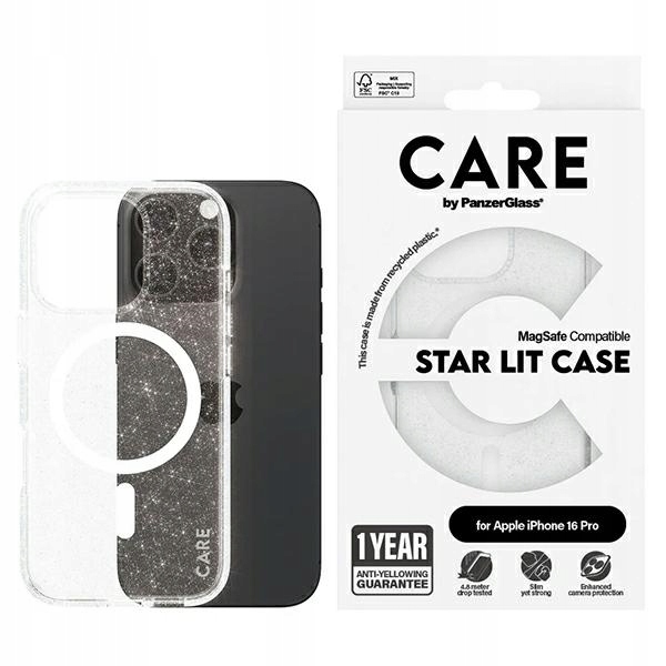 Pouzdro pro Care by PanzerGlass Flagship Star Lit Case pro iPhone 16 Pro 6,3", bílé