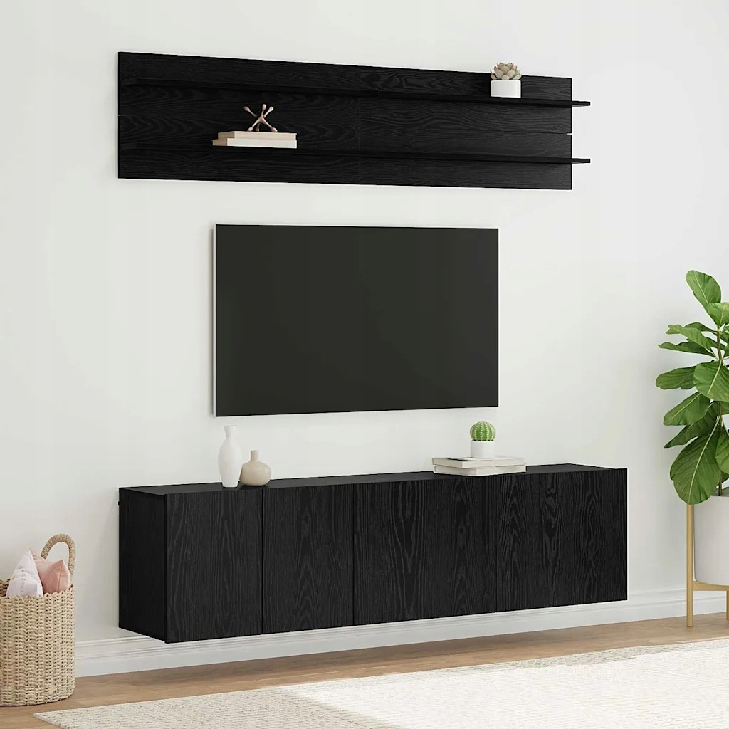 vidaXL Jednostki telewizyjne 6 pcs Czarny dąb Materiał drewnopochodny