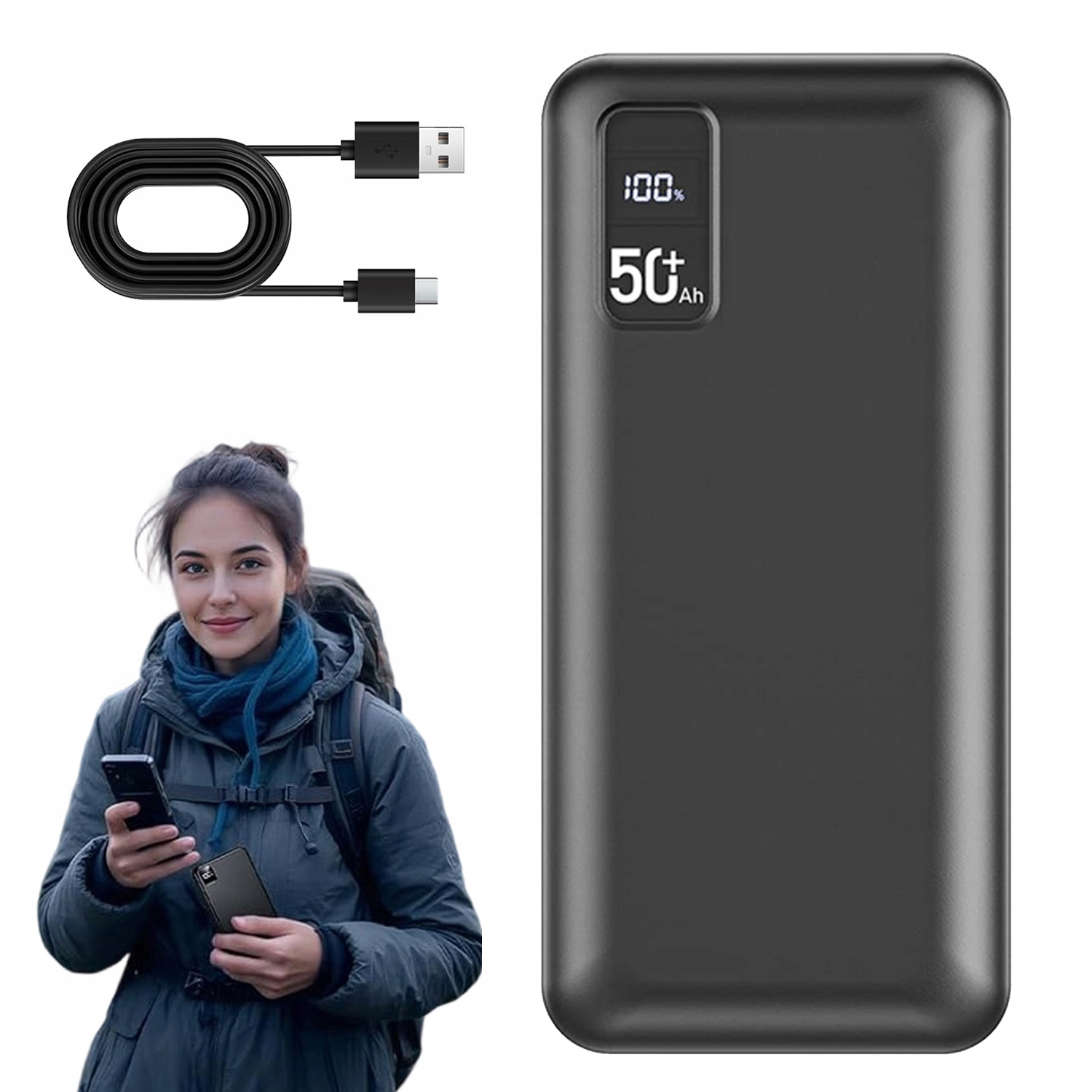 Powerbanka 50000 Mah 3 Výstupní Porty LCD Displej Pro Každodenní Použití