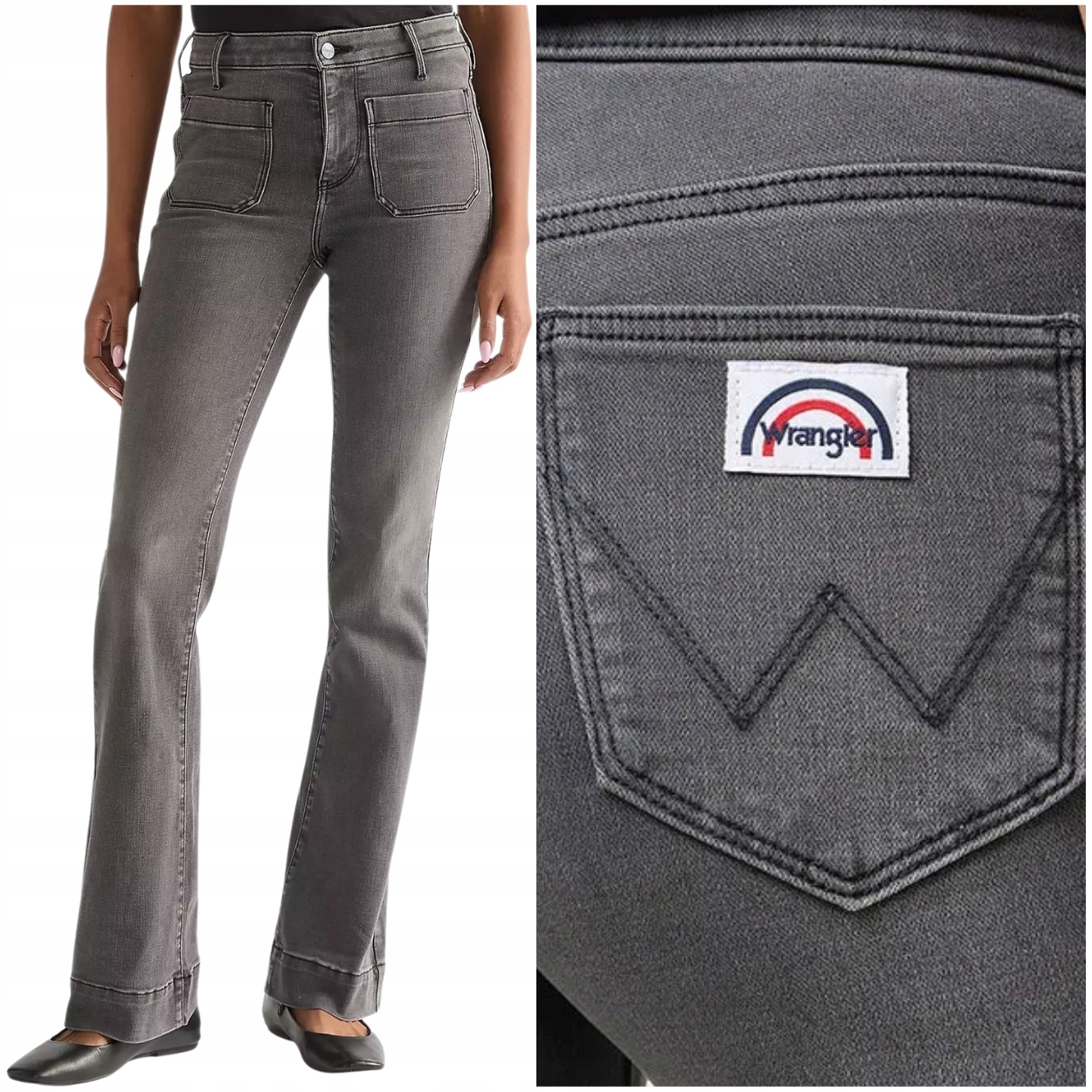 Wrangler Flare Frosted Fronts šedé dámské džínové kalhoty se zvony W33 L34