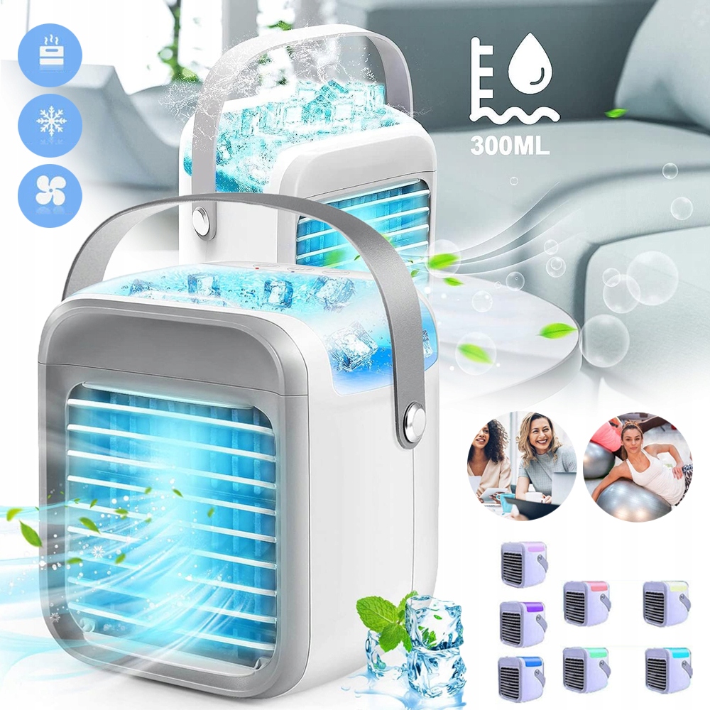 Przenośny Klimatyzator 4 W 1 Mini Klimatyzator Z 7 Kolorami Led, Wentylator