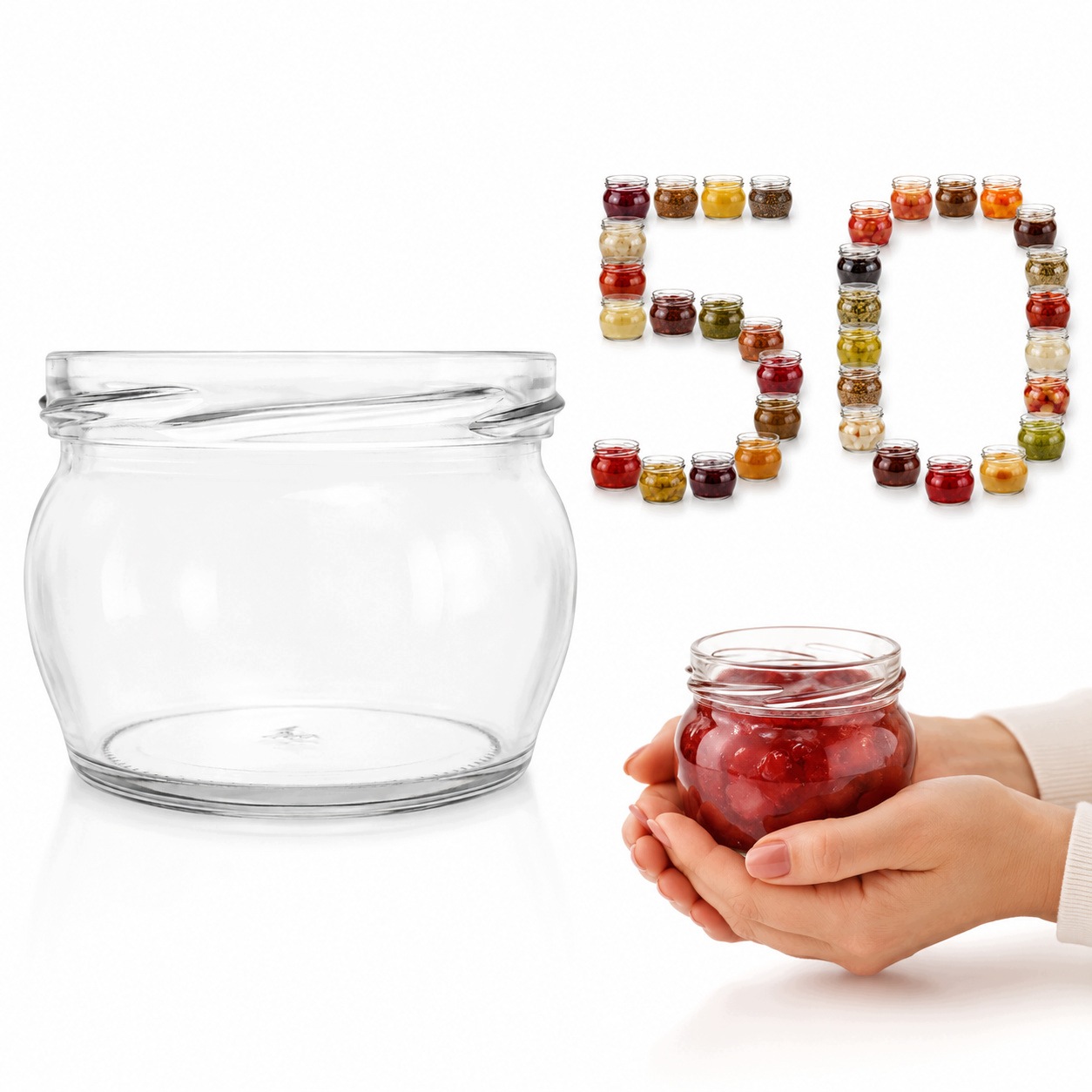 Sklenice 260 ml 50 ks na dezerty zavařovací sklenice pěna krémy svíčky ruční práce