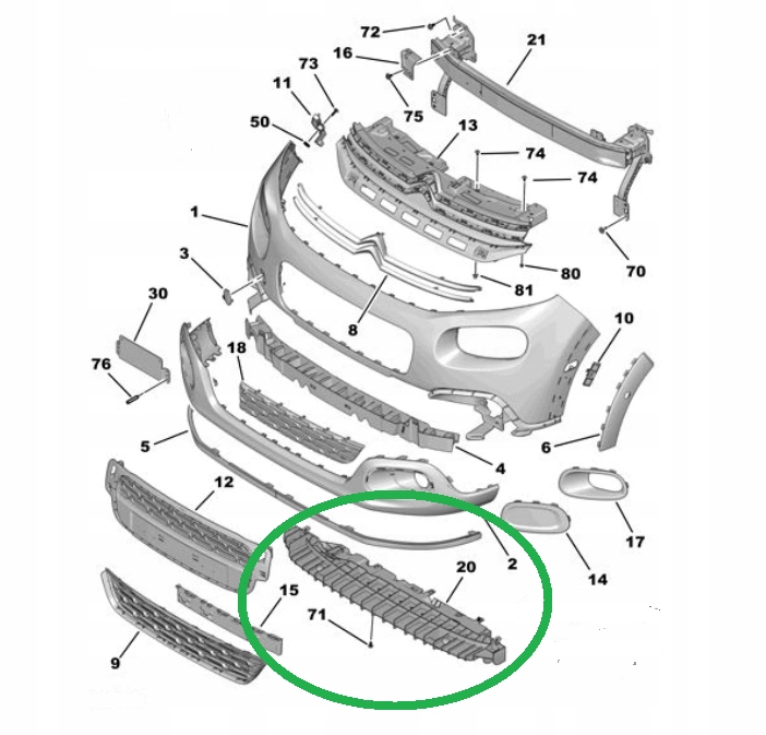 9813379780 - CITROEN C3 III 2016-пол бампер протектор