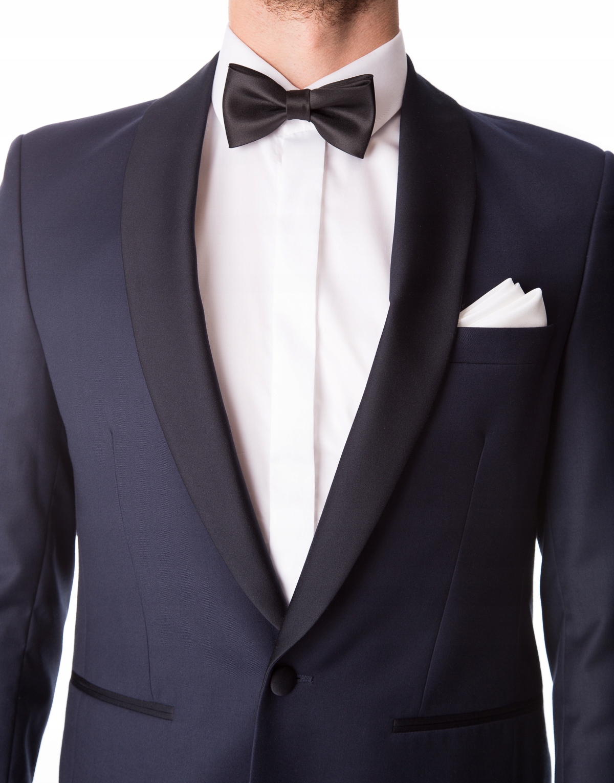 Tmavě modrý pánský oblek s atlasovým límcem Slim 176/100/86