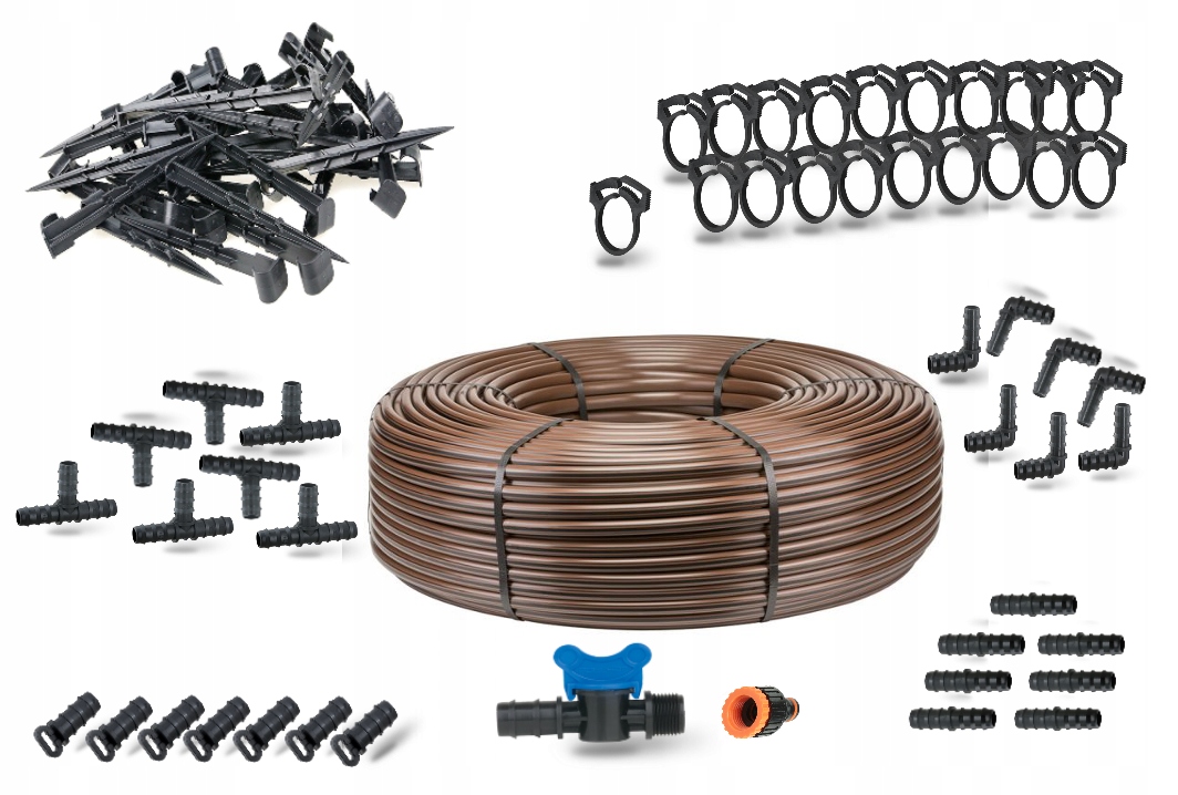 Linia kroplująca z kompensacją ciśnienia Brąz 100m 33cm 2,0L 100 akcesoriów