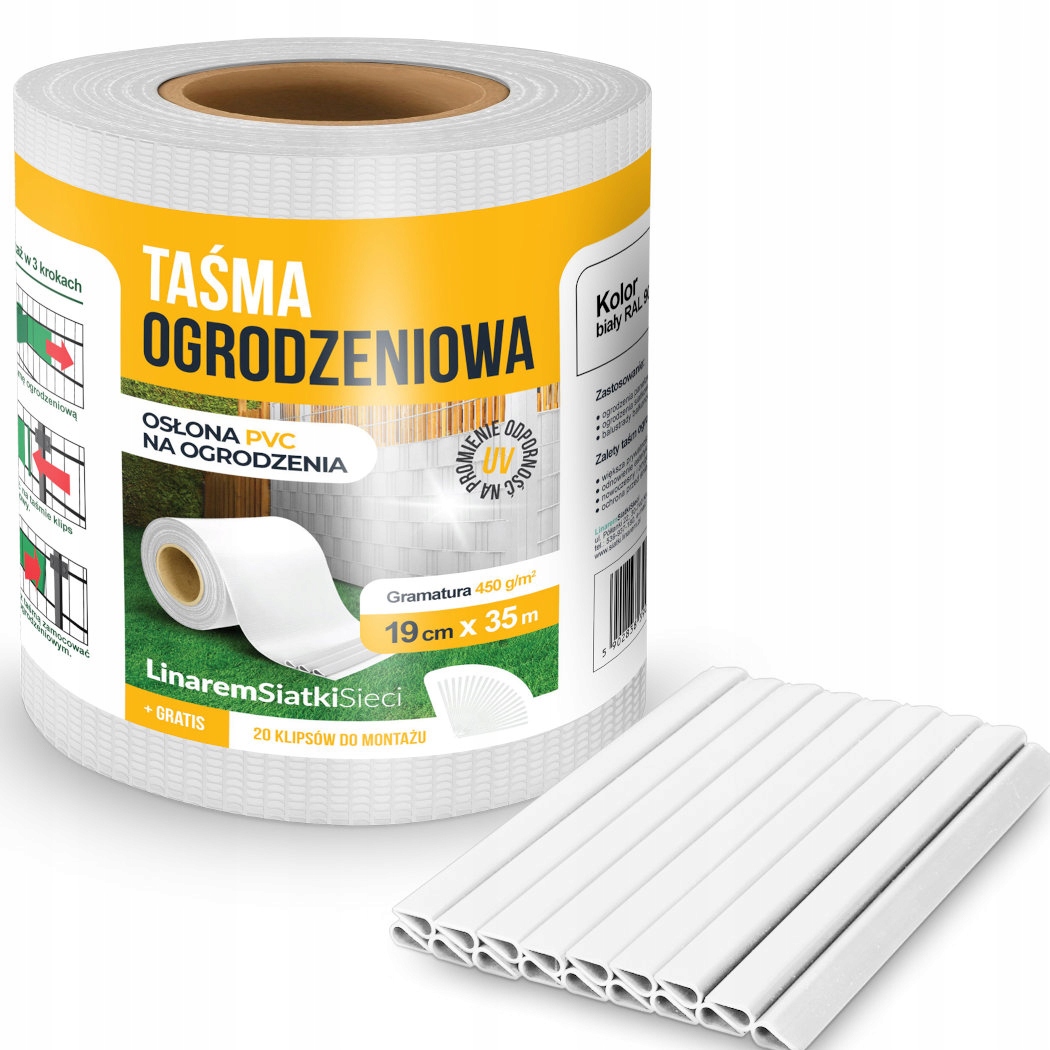 

Taśma Ogrodzeniowa 19x35m Na Ogrodzenie Płot Biała