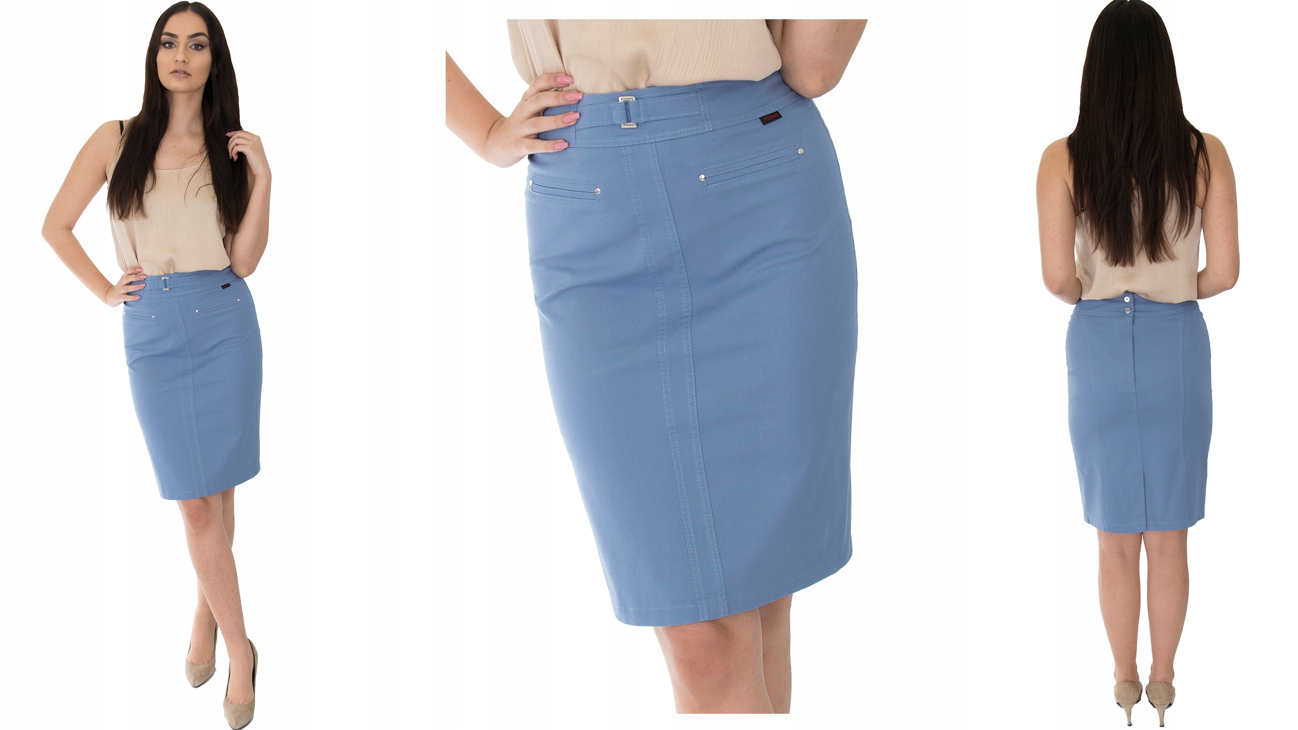 SPÓDNICA BAWEŁNA KLAMERKA (38-52) 9 KOLORÓW r.44 Rozmiar 44