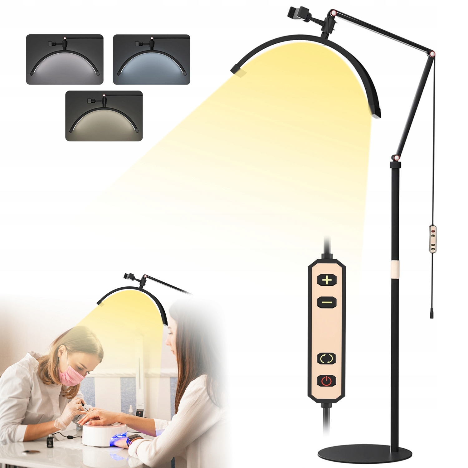 360° otočná Led lampa na líčení 20W, nastavitelná výška, černá