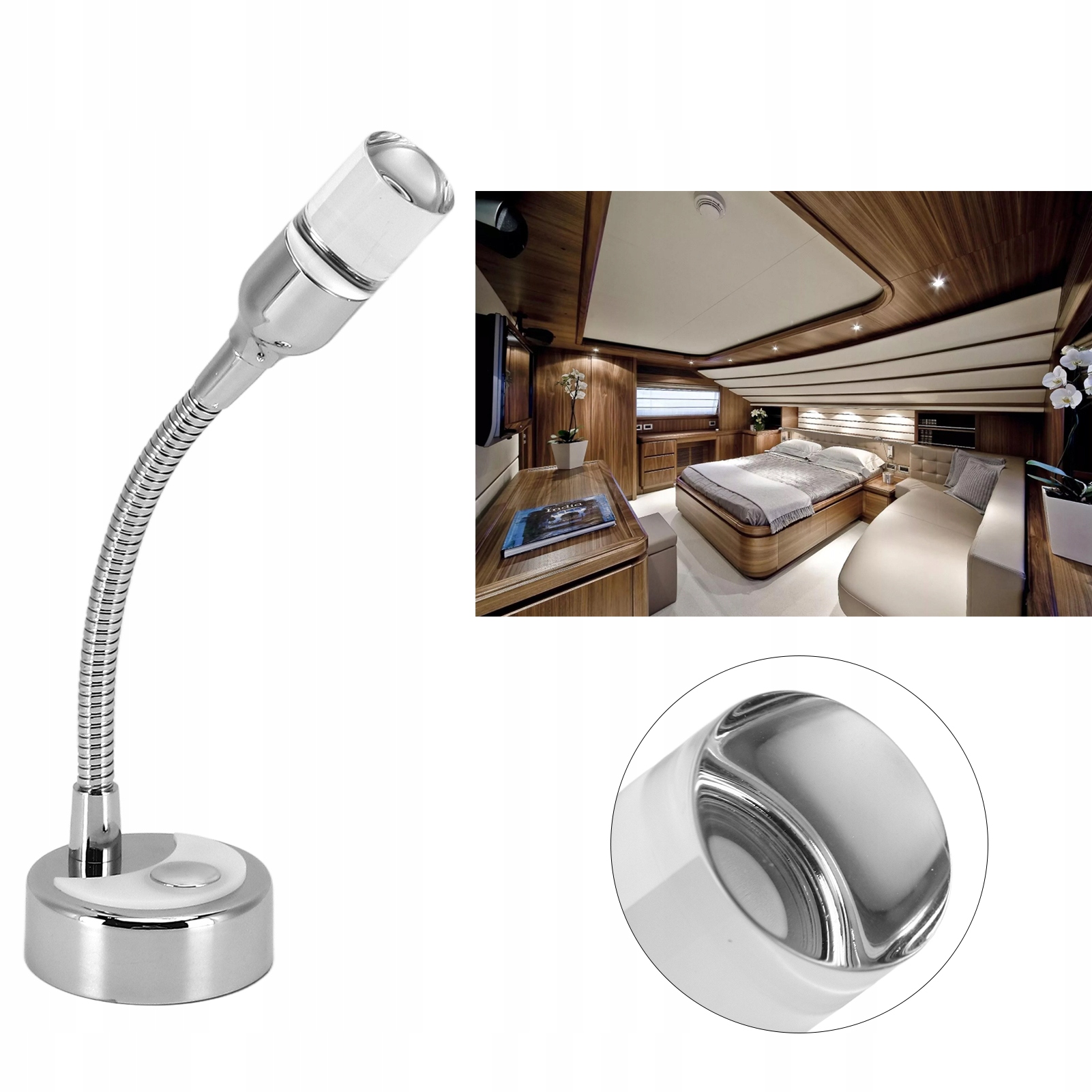 LAMPKA KINKIET 12V LED LAMPA OBROTOWA RV Numer katalogowy części 1619210173611